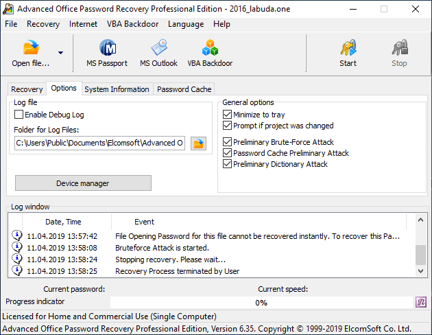 advanced office password recovery 6.34