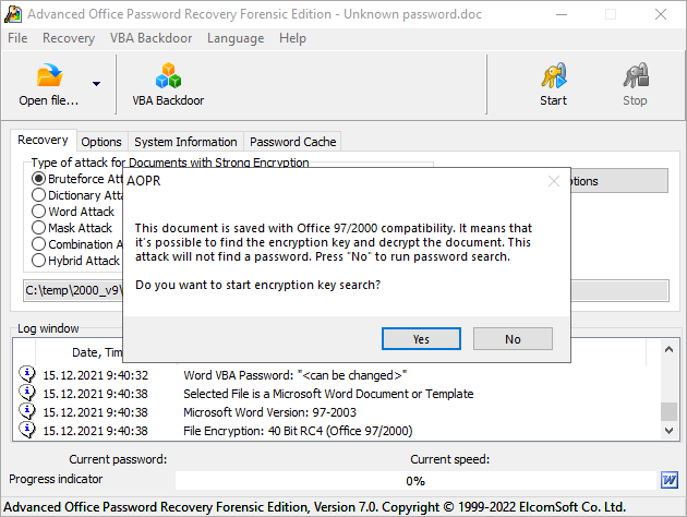 Advanced Office Password Recovery | Elcomsoft .