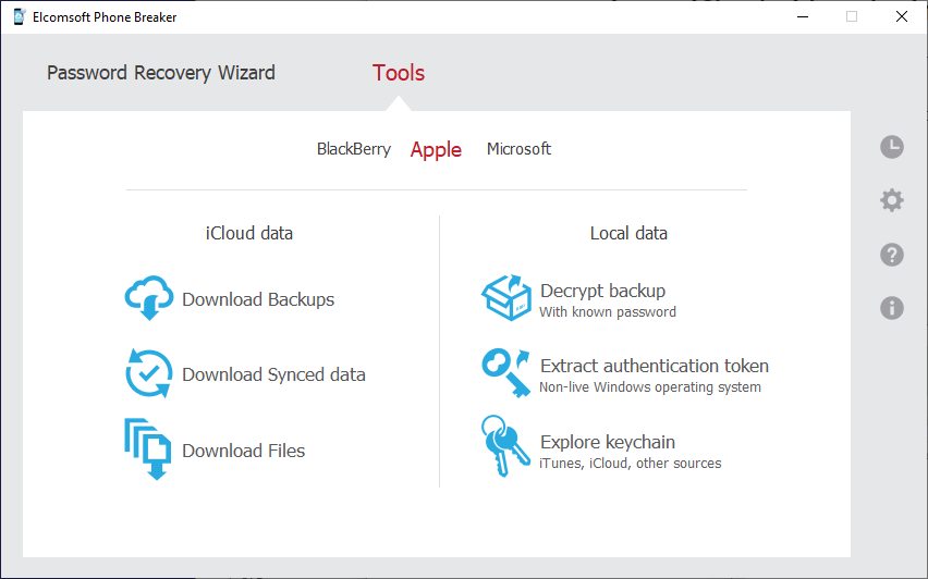 Elcomsoft Phone Breaker Screenshot