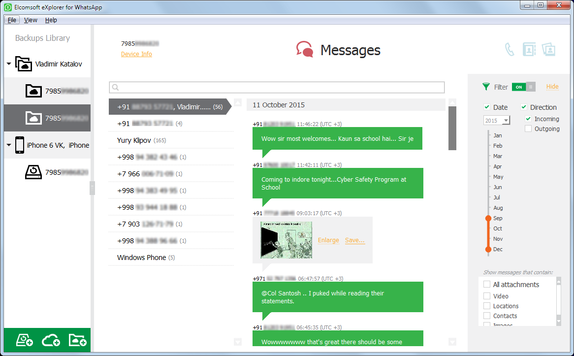 Elcomsoft eXplorer for WhatsApp Screenshot